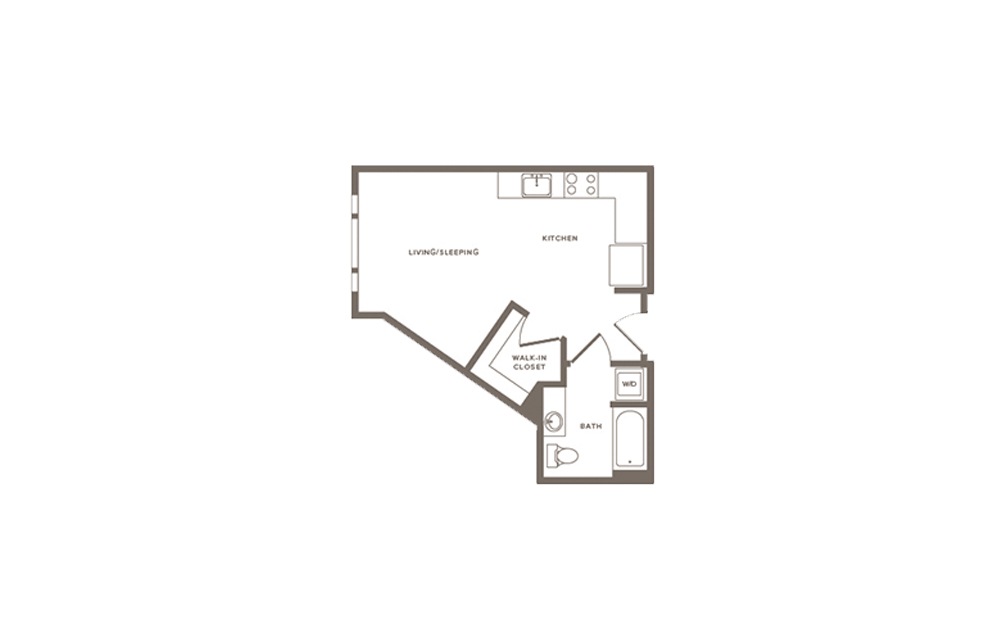 Blackberry - Studio floorplan layout with 1 bath and 446 to 479 square feet. (Layout 2)