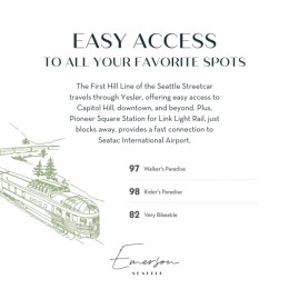 Say YES to quick commutes at Emerson Seattle! 🚋 With the First Hill Line of the Seattle Streetcar right at your doorstep, navigating to Capitol Hill, downtown, and beyond has never been easier. And with Pioneer Square Station just blocks away, connecting to Seatac International Airport is a breeze via Link Light Rail. Experience the convenience of urban living with seamless transportation options. 
#Yesler #YeslerNeighborhood #YesToYesler #YourYesler #SeattleCommunity #SeattleNeighborhood #EmersonSeattle ... Instagram post from @emersonseattle on April 11, 2024 13:05:04pm